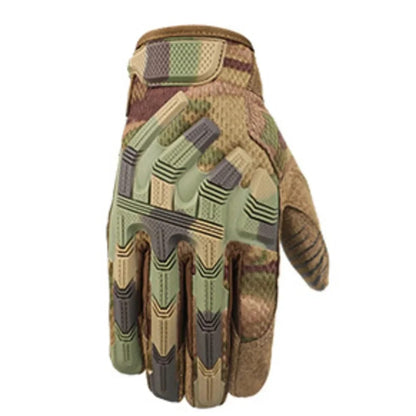 Guantes tácticos deportivos con protección total, antideslizantes, ideales para moto, montañismo y compatibles con pantalla táctil.