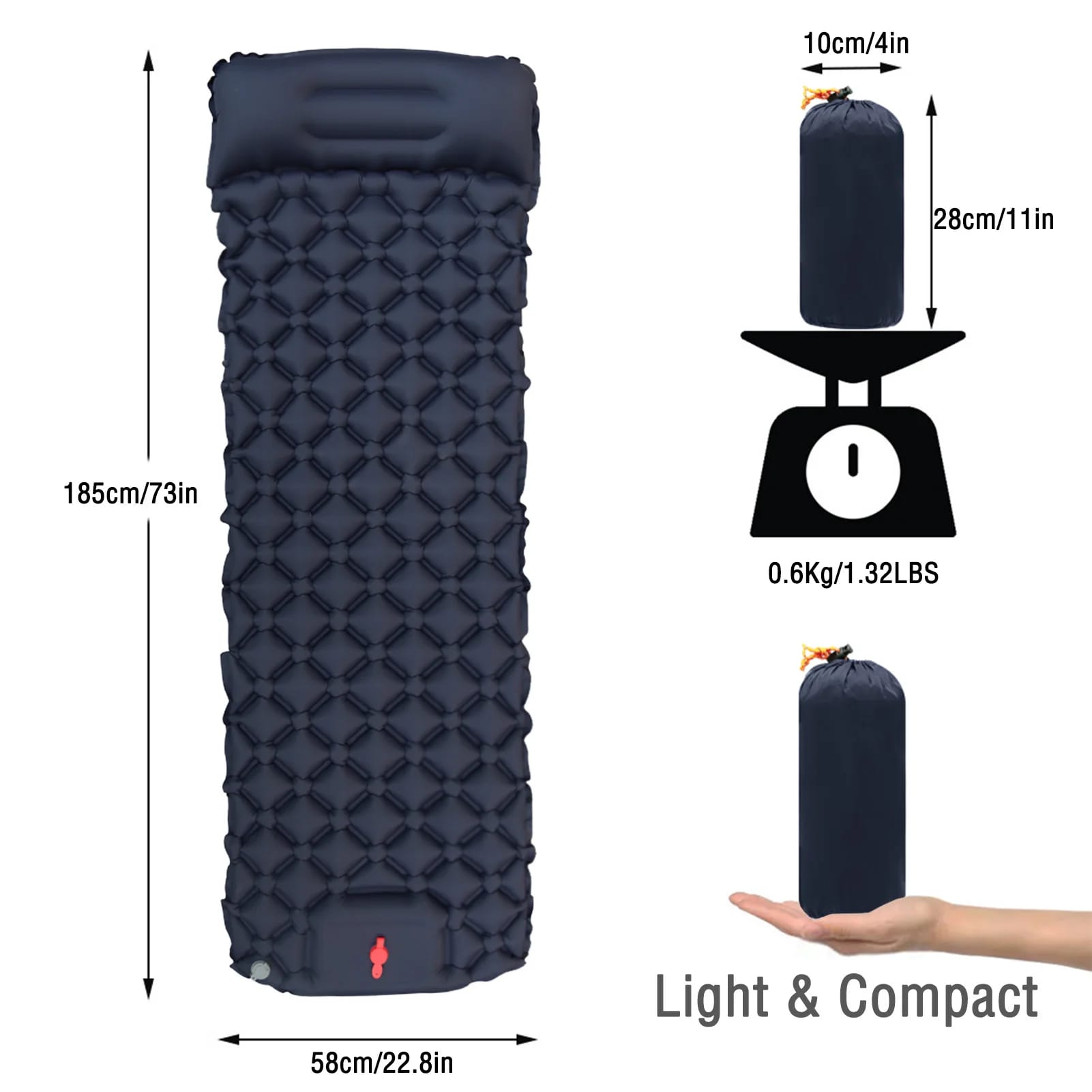 Colchoneta Autoinflable Ultraligera para Camping Exterior. Aislante Inflable con Recubrimiento TPU Sellado, ideal para Aventuras al Aire Libre.