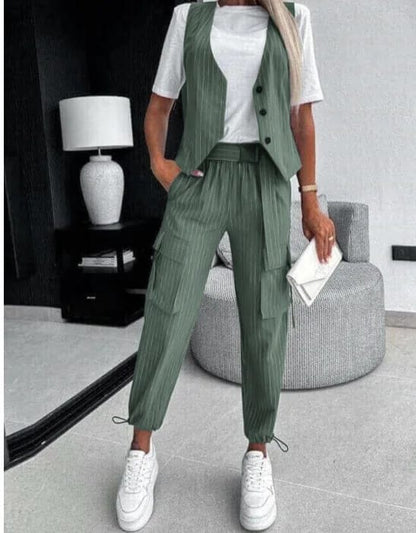 Conjunto Casual Rayado de Algodón para Mujer