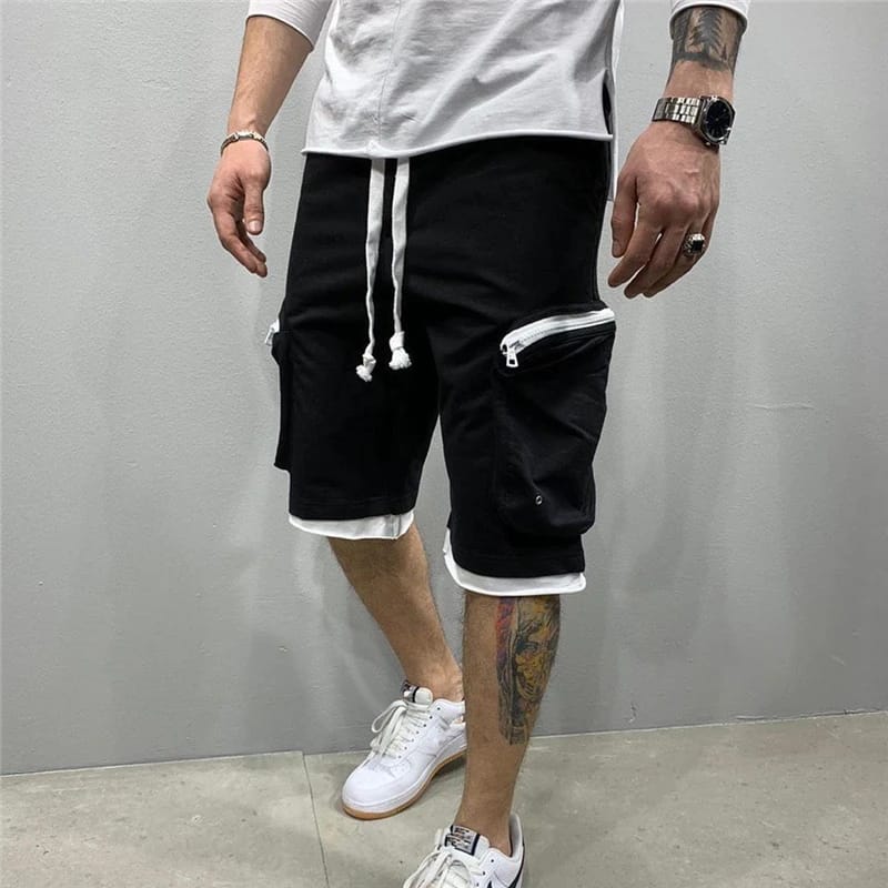 Short Deportivo Cargo para Hombre: Secado Rápido y Multi-Bolsillos. Estilo Streetwear y Hip-Hop para verano. Ideal para Gym, Fitness o Jogging. Su diseño casual, funcional y de secado rápido, 