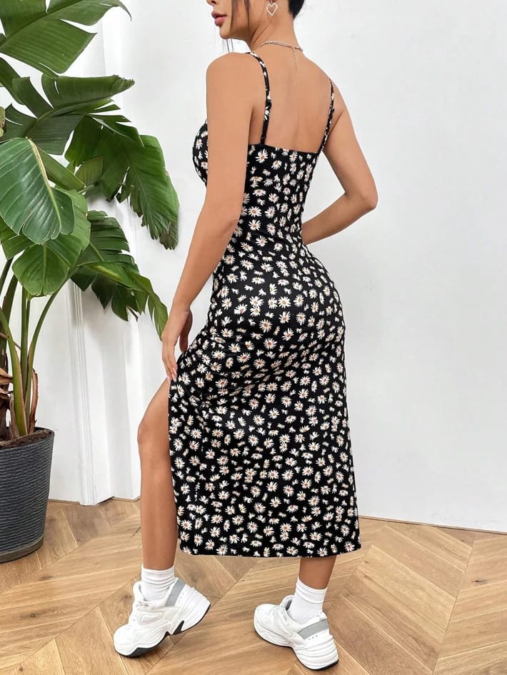 Maxivestido Estampado Daisy Flowers Tajo Alto