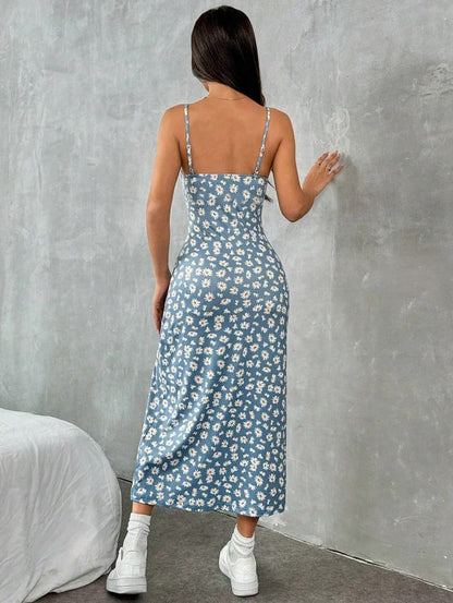 Maxivestido Estampado Daisy Flowers Tajo Alto