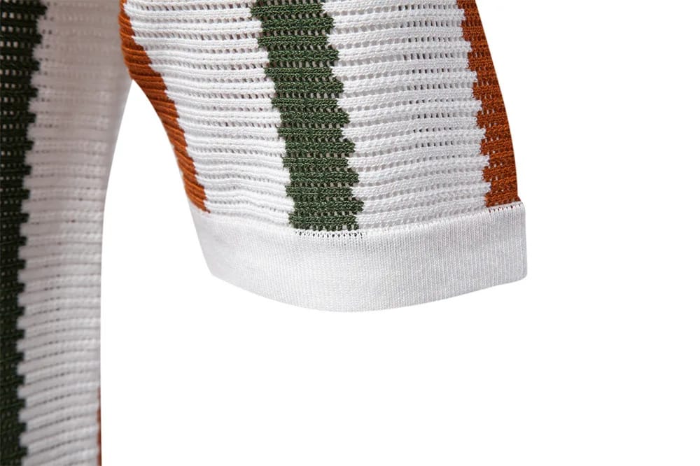 Remera de hombre estilo Y2K, tejida acanalada, a rayas, transpirable, casual, con cuello polo cómodo y de alta calidad, manga corta.
