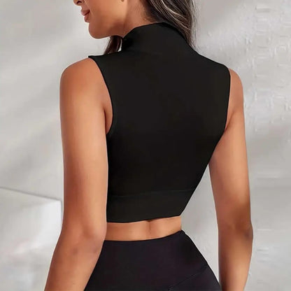 Top Deportivo Seamless para Mujer con Cierre y Cuello Alto