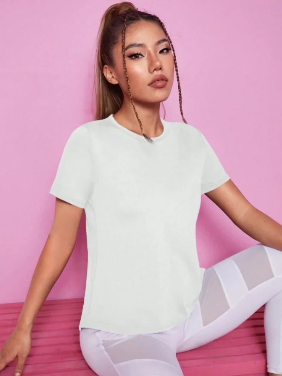 Remera deportiva de manga corta para mujer, ideal para yoga y fitness. Holgada, transpirable, de secado rápido y con espalda de red, perfecta para el verano.
