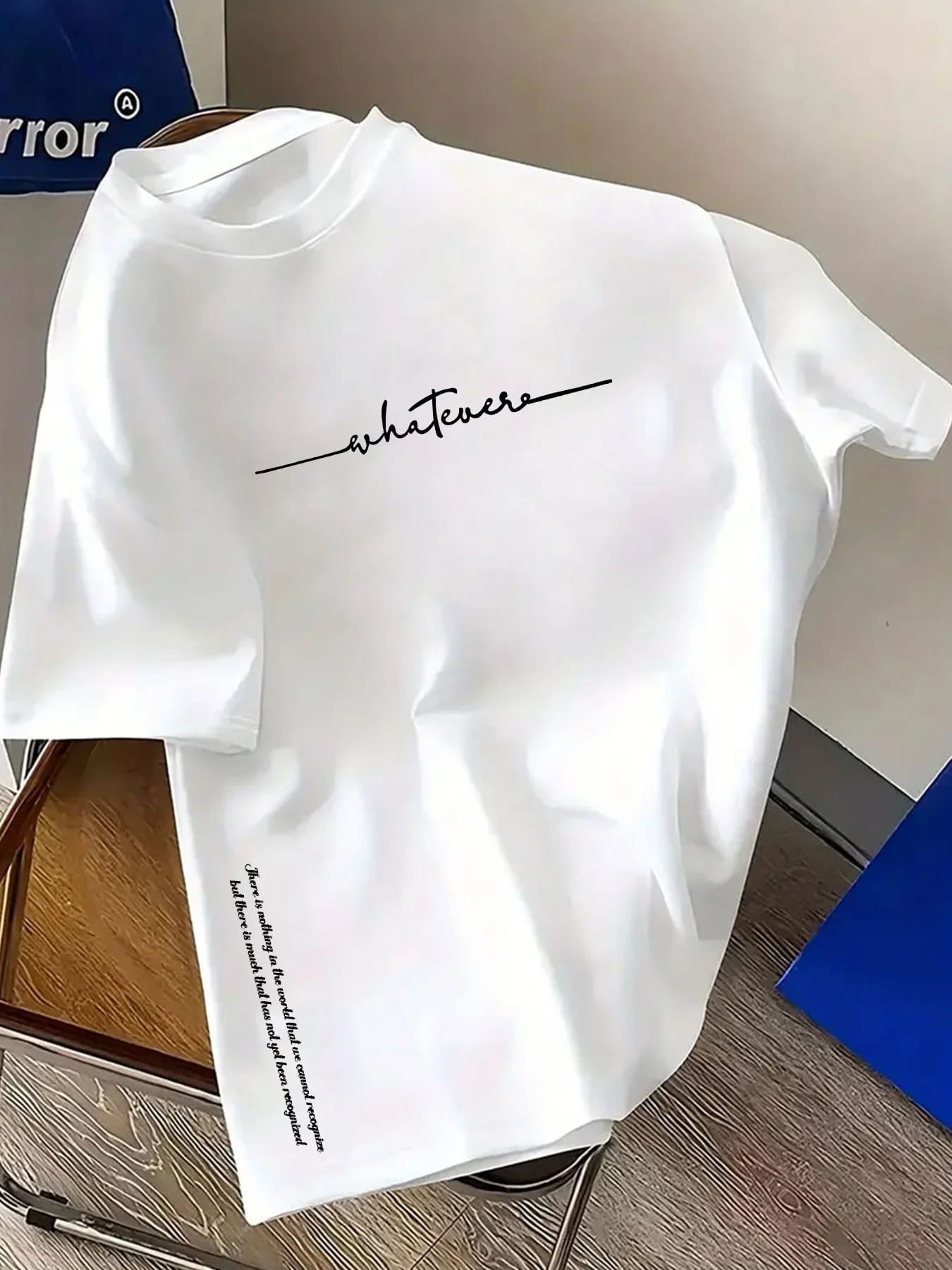 Remera de Hombre de Verano 100% Algodón, Moda Casual Deportiva, Holgada Talles Grandes, Estampado de Letras Simple, Manga Corta, Cuello Redondo.