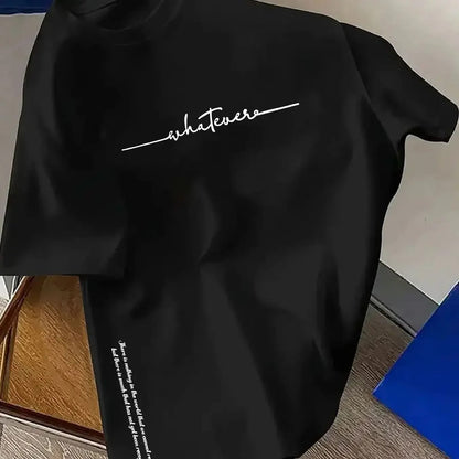 Remera de Hombre de Verano 100% Algodón, Moda Casual Deportiva, Holgada Talles Grandes, Estampado de Letras Simple, Manga Corta, Cuello Redondo. - 2