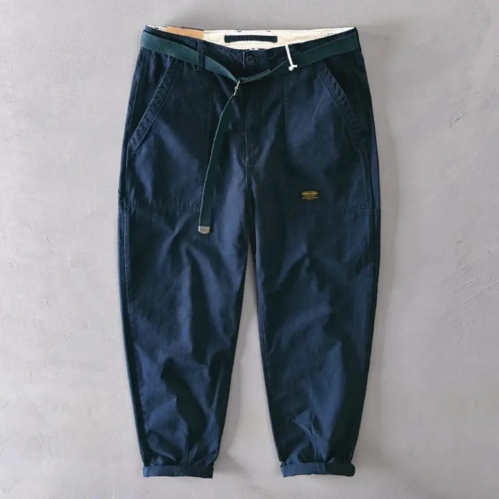 Pantalones de Hombre 2024 Tendencia Primavera Verano, Tiro Alto, Con Lazo, Color Liso, Rectos, Sueltos, Estilo Casual Workwear Americano. - SDPA119 blue