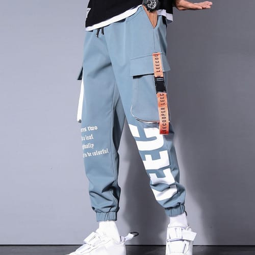 Pantalon hombre cargo correas naranjas