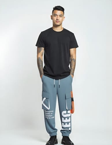 Pantalon hombre cargo correas naranjas