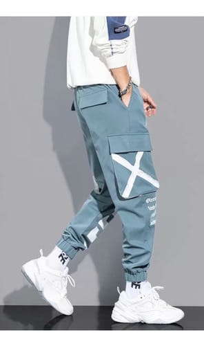 Pantalon hombre cargo correas naranjas