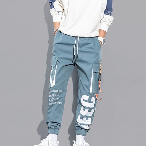 Pantalon hombre cargo correas naranjas