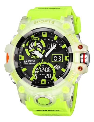 Reloj hombre Stryve deportivo con cronometro fluo