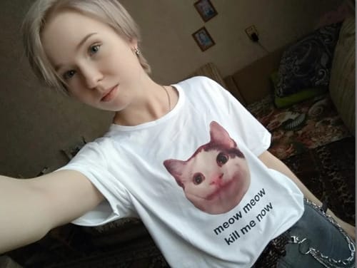 Remera mujer Emoji gato