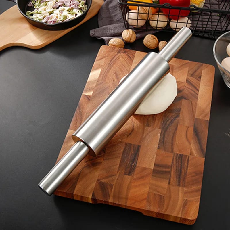 Kit Tabla Cocina + Palo Amasar Acero Inoxidable Antiadherent