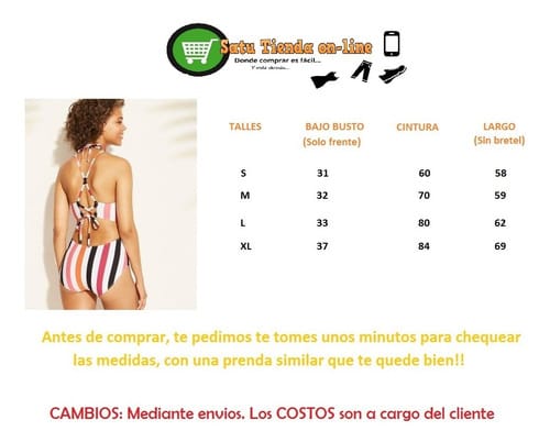 bikini dama entera rayas bordo naranja 