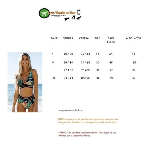 Bikini TA floreado verde con calado 