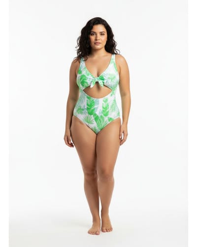 Bikini dama entero con hojas panza abierta