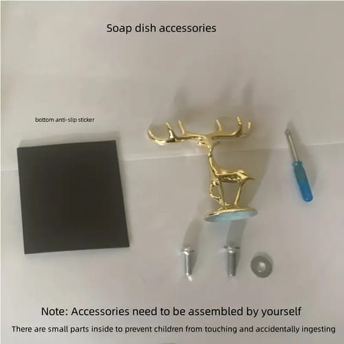 Jabonera porcelana ciervo linea dorada blanco/verde