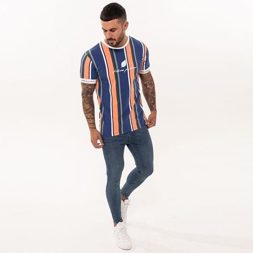 Remera Hombre rayas Naranja