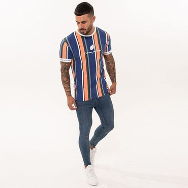 Remera Hombre rayas Naranja