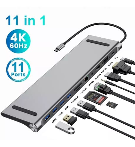 Adaptador HUB USB C 11 en 1 4K + audio