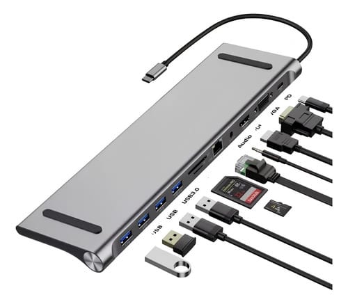 Adaptador HUB USB C 11 en 1 4K + audio