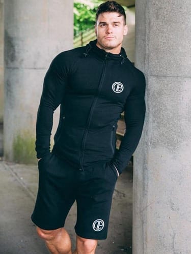 Campera hombre deportiva manga azul