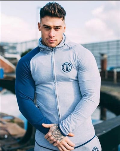 Campera hombre deportiva manga azul