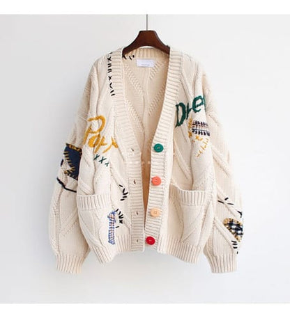 Saco de Hilo de Mujer  Botones coloridos Blaco Free Size