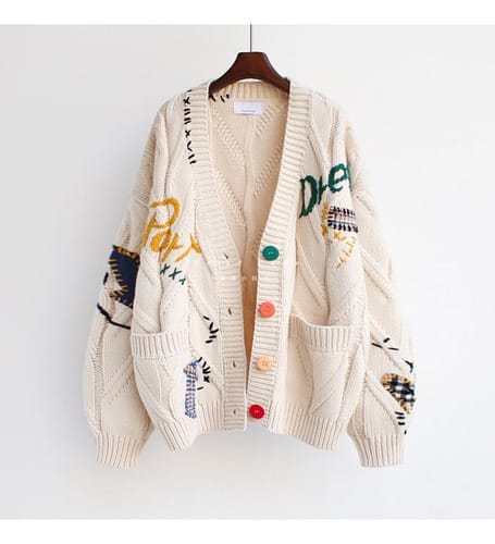 Saco de Hilo de Mujer  Botones coloridos Blaco Free Size