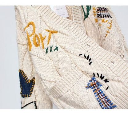 Saco de Hilo de Mujer  Botones coloridos Blaco Free Size