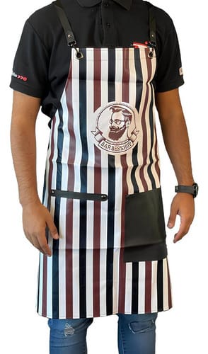 Delantal de Barbero o peluquero A rayas con bolsillo