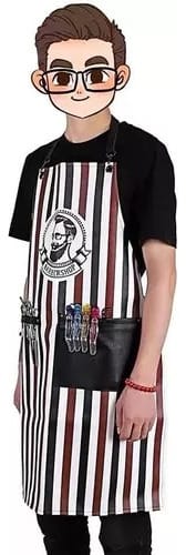 Delantal de Barbero o peluquero A rayas con bolsillo