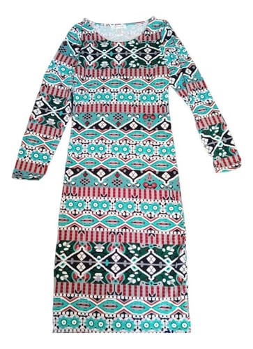 Vestido manga larga estilo azteca bordo Capella