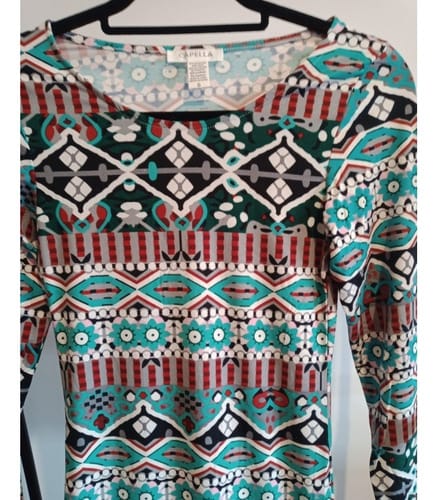 Vestido manga larga estilo azteca bordo Capella