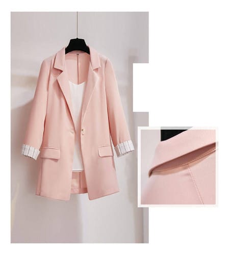 Conjunto dama chaqueta manga rayada + pantalon