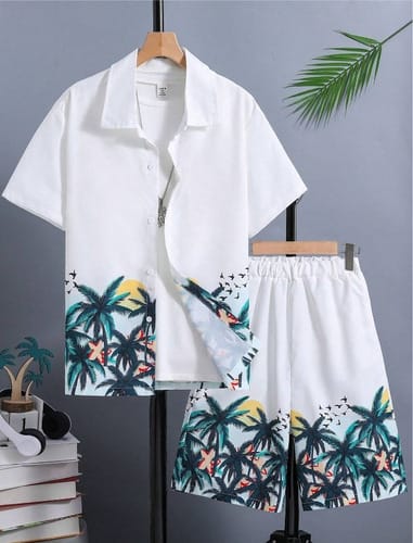 Conjunto hombre hawaiano camisa y short