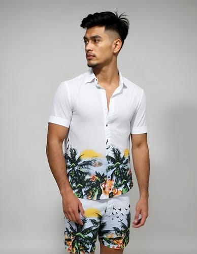 Conjunto hombre hawaiano camisa y short