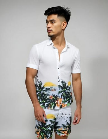 Conjunto hombre hawaiano camisa y short