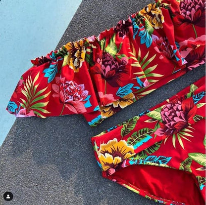 bikini dama top flores
