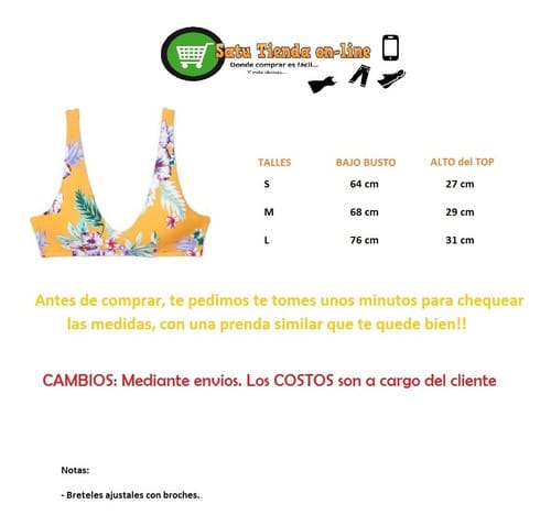 bikini dama top flores 