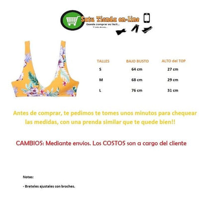 bikini dama top flores 