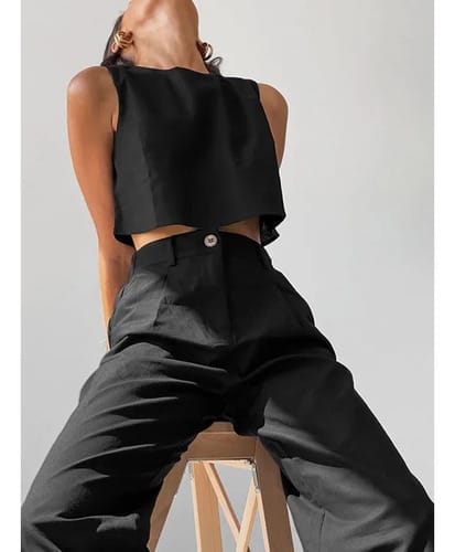 Conjunto dama lino top y pantalon elefante