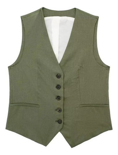 Conjunto dama lino chaleco corto y short