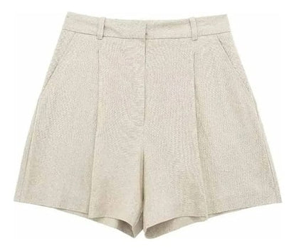 Conjunto dama lino chaleco corto y short