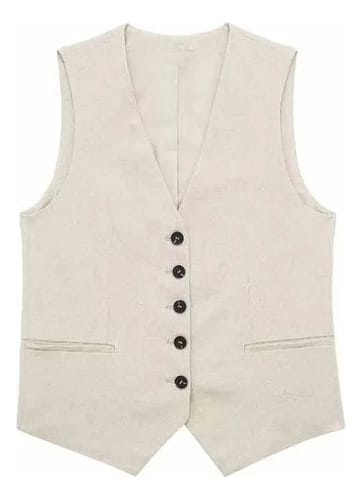 Conjunto dama lino chaleco corto y short