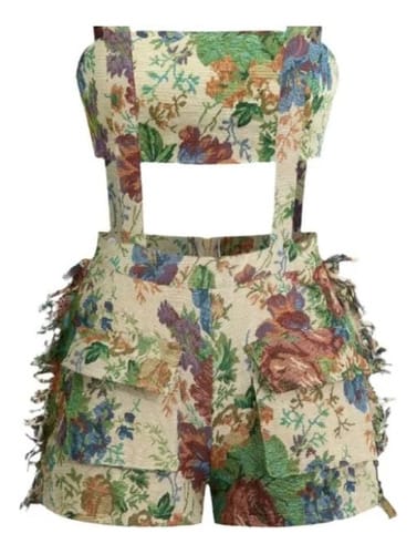 Conjunto dama Floral Chic short tiradores  y strapless