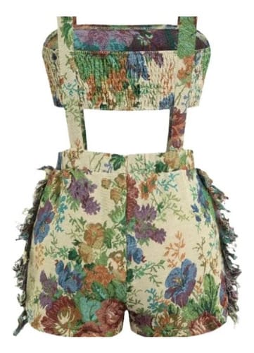 Conjunto dama Floral Chic short tiradores  y strapless