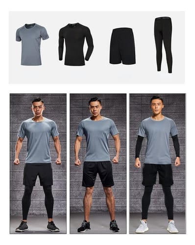 Conjunto hombre short + calza larga + 2 remeras